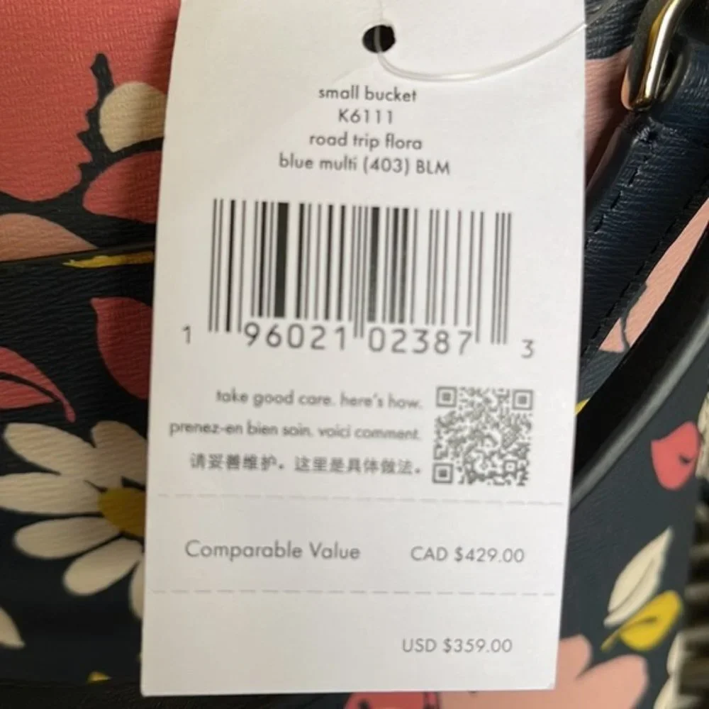 Kate Spade Darcy Small Bucket Bag Road Trip Floral Blue Multi